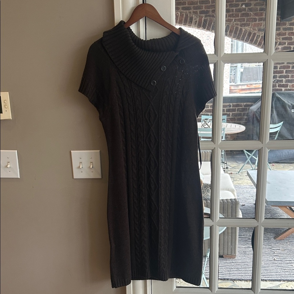 Calvin Klein Brown Cowl Neck Sweater Dress